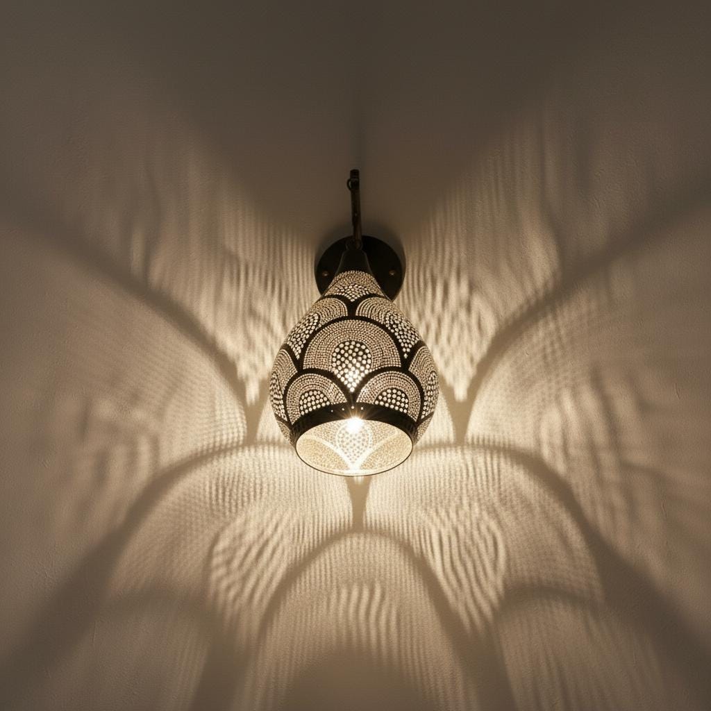 Handmade Moroccan Brass Wall Sconce , Copper Wall Lamp ,Moroccan Industrial Lighting ,Handmade Pierced Wall Lamp ,Handmad wall Light Fixture
