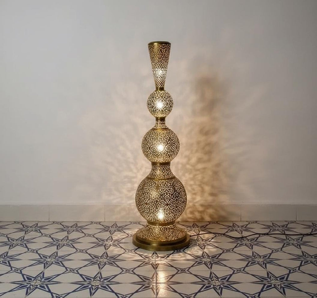 Moroccan Brass Floor Lamp  , Handmade Solid Brass Moroccan Floor Lamp ,Handmade Moroccan Brass Table Lamp , Moroccan Style Light Fixture