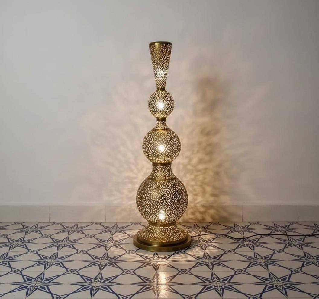 Moroccan Brass Floor Lamp  , Handmade Solid Brass Moroccan Floor Lamp ,Handmade Moroccan Brass Table Lamp , Moroccan Style Light Fixture