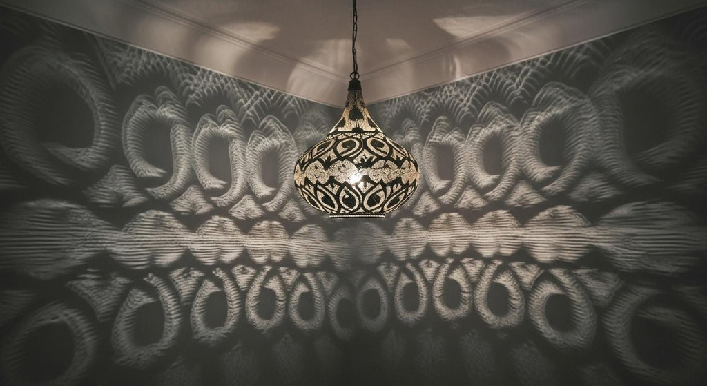Handmade Moroccan Brass Pendant Light: Large Dome with Intricate Patterns