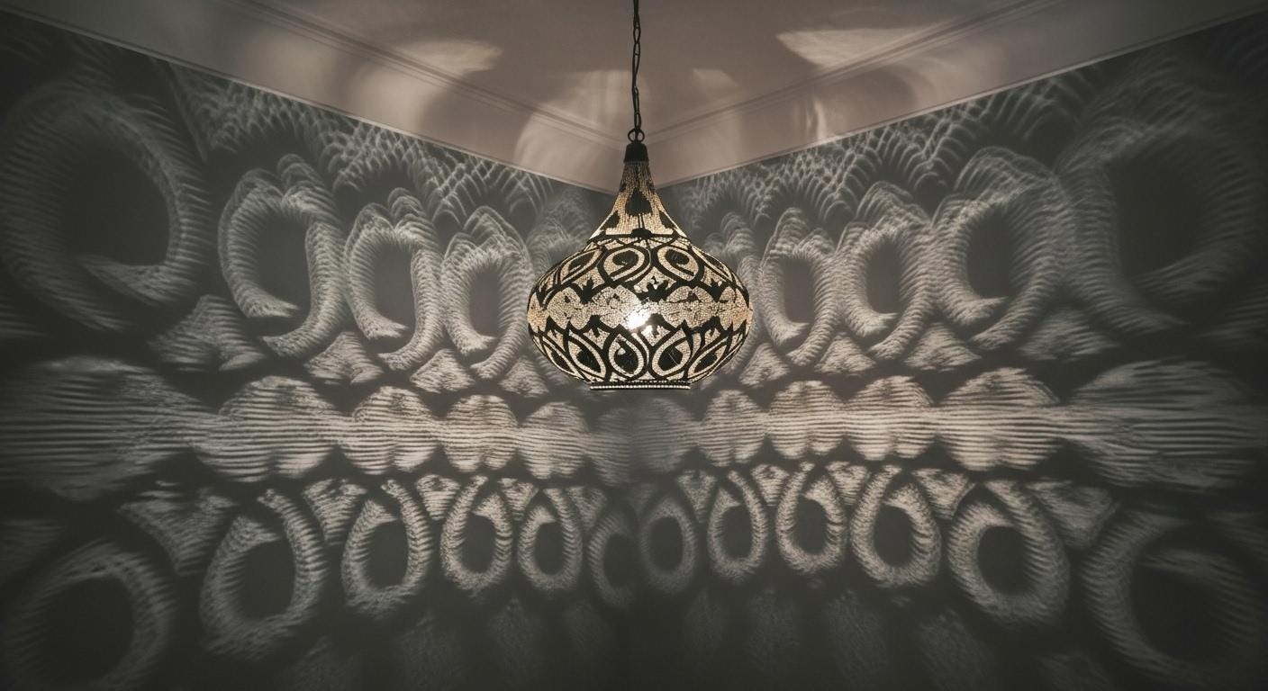 Handmade Moroccan Brass Pendant Light: Large Dome with Intricate Patterns