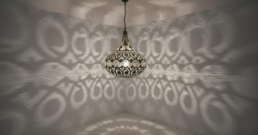 Handmade Moroccan Brass Pendant Light: Large Dome with Intricate Patterns