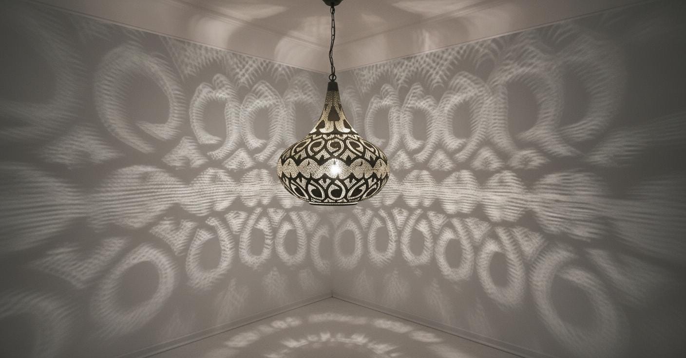 Handmade Moroccan Brass Pendant Light: Large Dome with Intricate Patterns