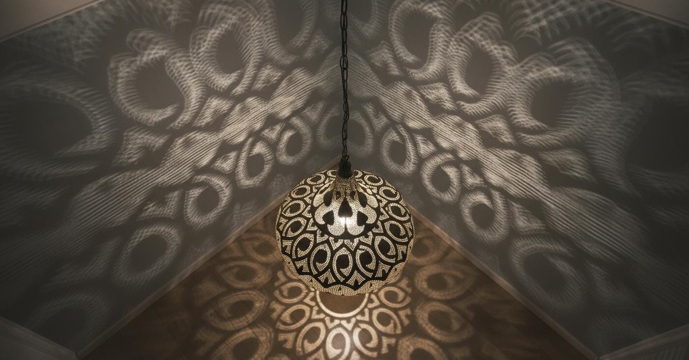 Handmade Moroccan Brass Pendant Light: Large Dome with Intricate Patterns