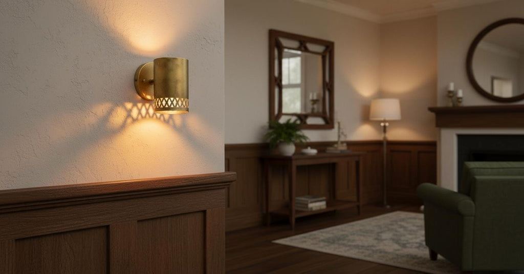 Hand Hammered Brass Wall Sconce: Rustic Copper Cylinder Light