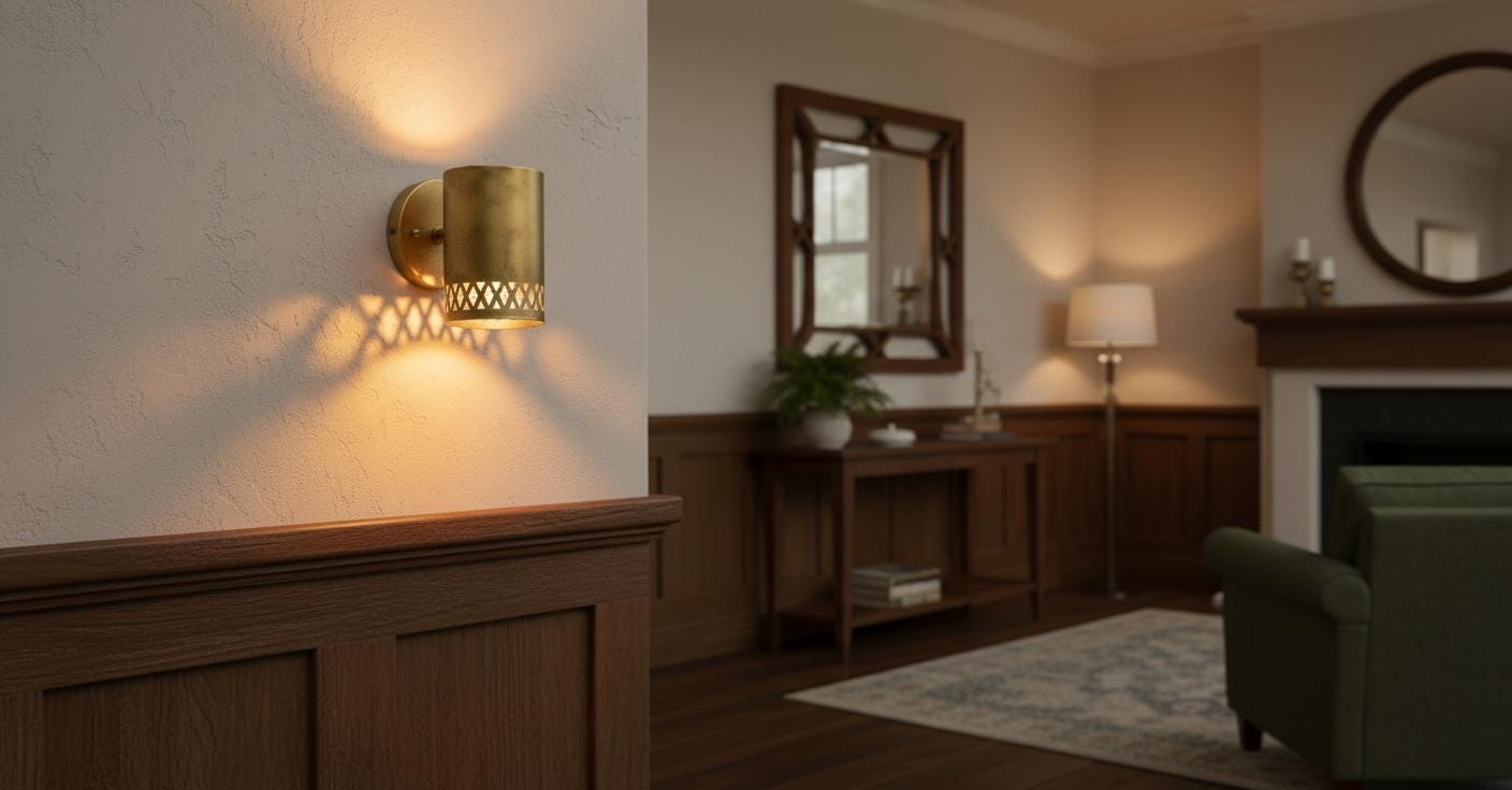 Hand Hammered Brass Wall Sconce: Rustic Copper Cylinder Light