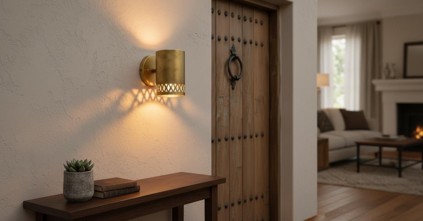 Handmade Hammered Wall Brass Light , Handcrafted Wall Sconce ,Copper Wall Sconce ,  Rustic Outdoor Cylinder Light , Handmade Wall Light ,