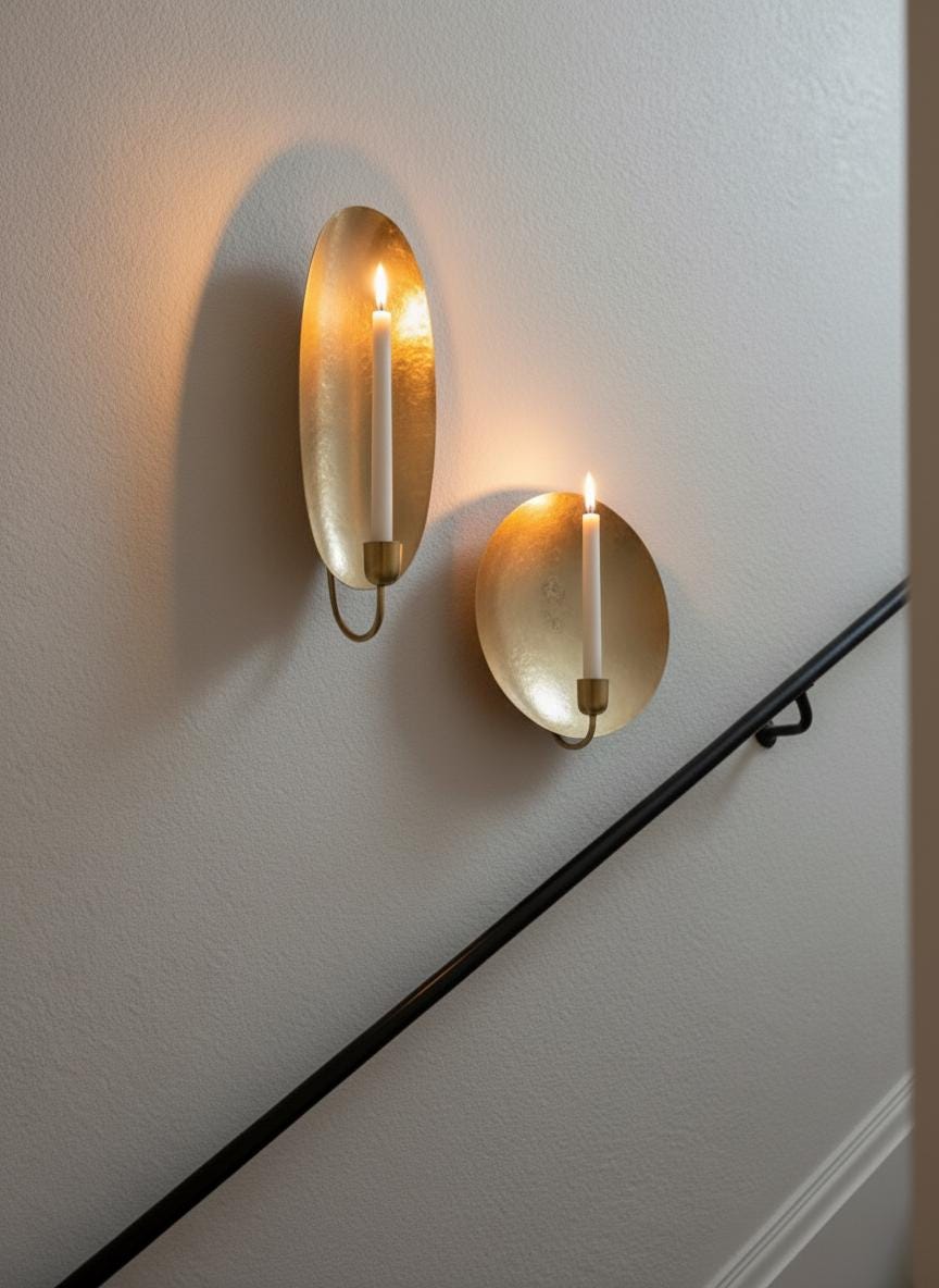 Handmade Moroccan Brass Wall Sconce: Gold Leaf Accent, Boho Lighting