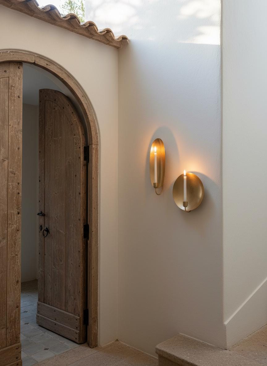 Handmade Moroccan Brass Wall Sconce: Gold Leaf Accent, Boho Lighting