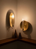 Handmade Moroccan Brass Wall Sconce , Moroccan Brass Candle ,  Gold Leaf Accent ,Round or Oval Gold Leaf Wall Light  Moroccan Boho Lighting