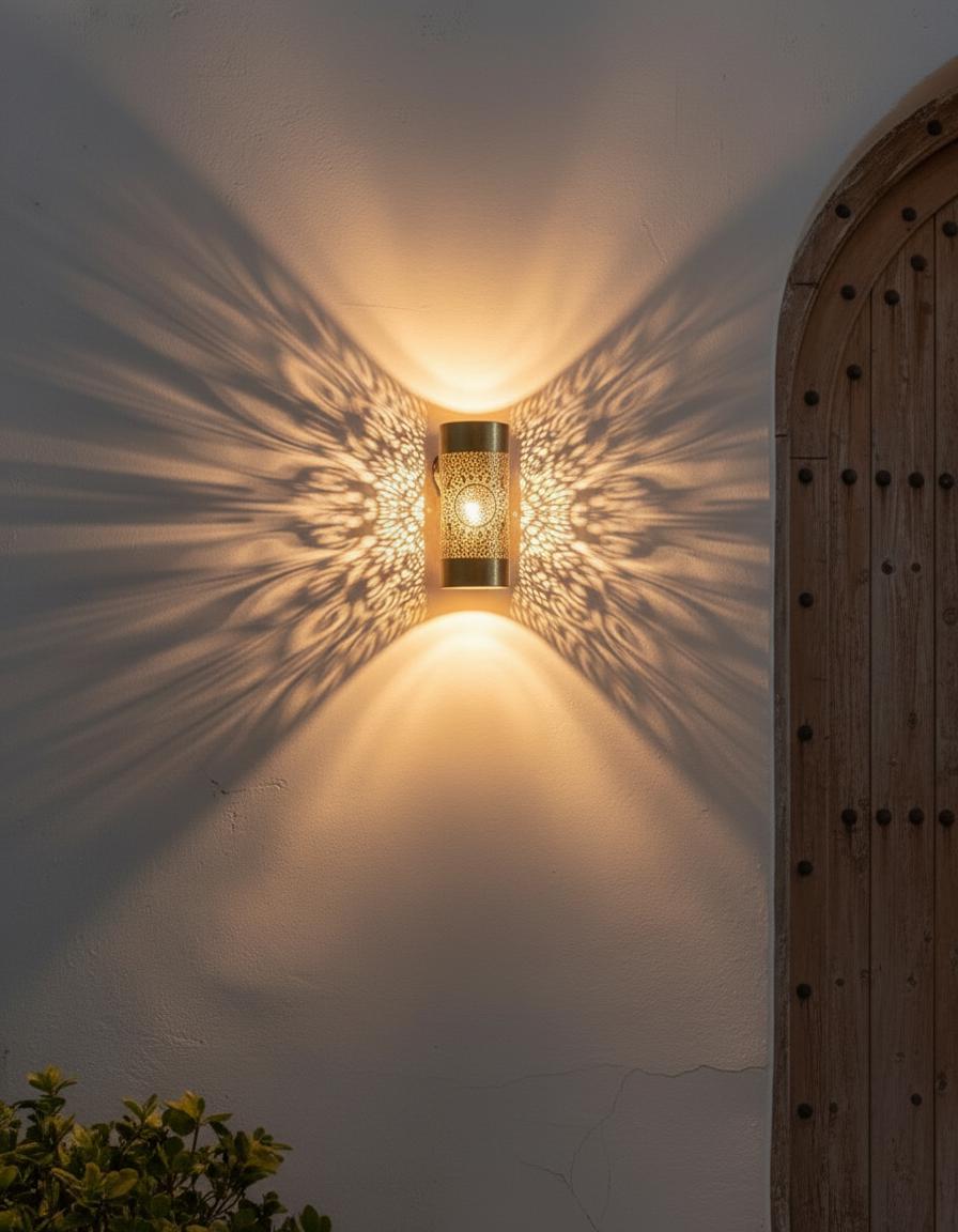 Handcrafted Moroccan Brass Sconce , Engraved Brass Moroccan , Handmad wall Light Fixture ,Brass Wall decor lamp,Wall Lighting Decor