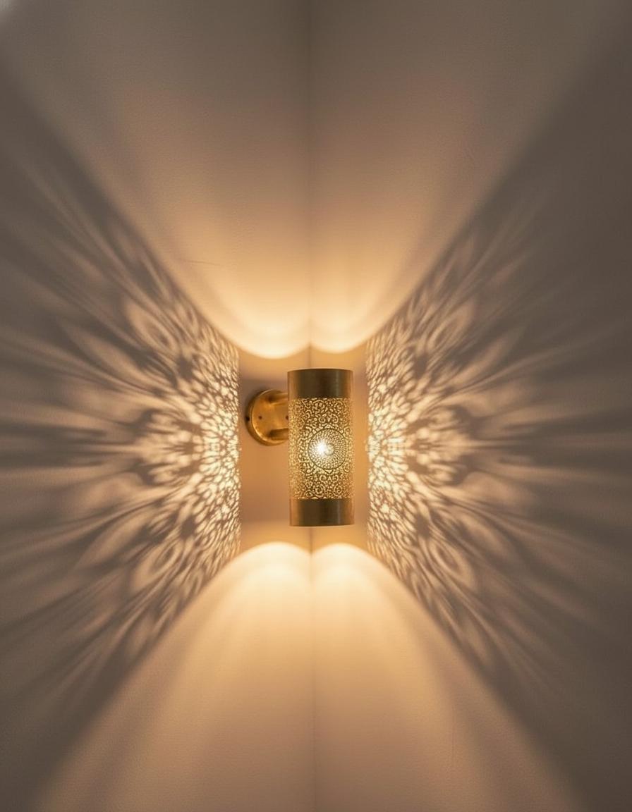Handcrafted Moroccan Brass Sconce , Engraved Brass Moroccan , Handmad wall Light Fixture ,Brass Wall decor lamp,Wall Lighting Decor