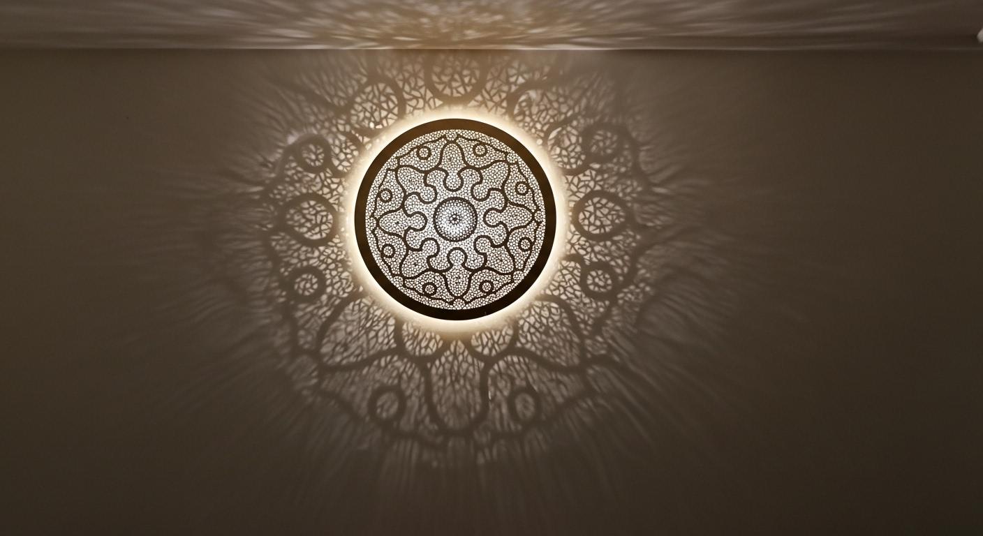 Moroccan brass round wall light lamp , Wall Brass Pendant Light , handmade wall light,copper sconce ,  Handmade Round Light Fixture