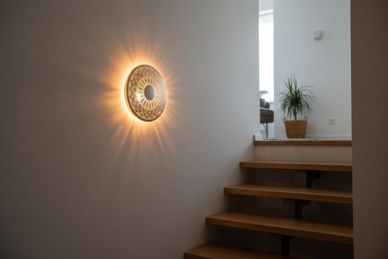Moroccan Brass Wall Sconce , Moroccan Round Wall sconce , Floral Night Light Lampshade , Marocain Boho Light , Handcrafted Geometric Lamp