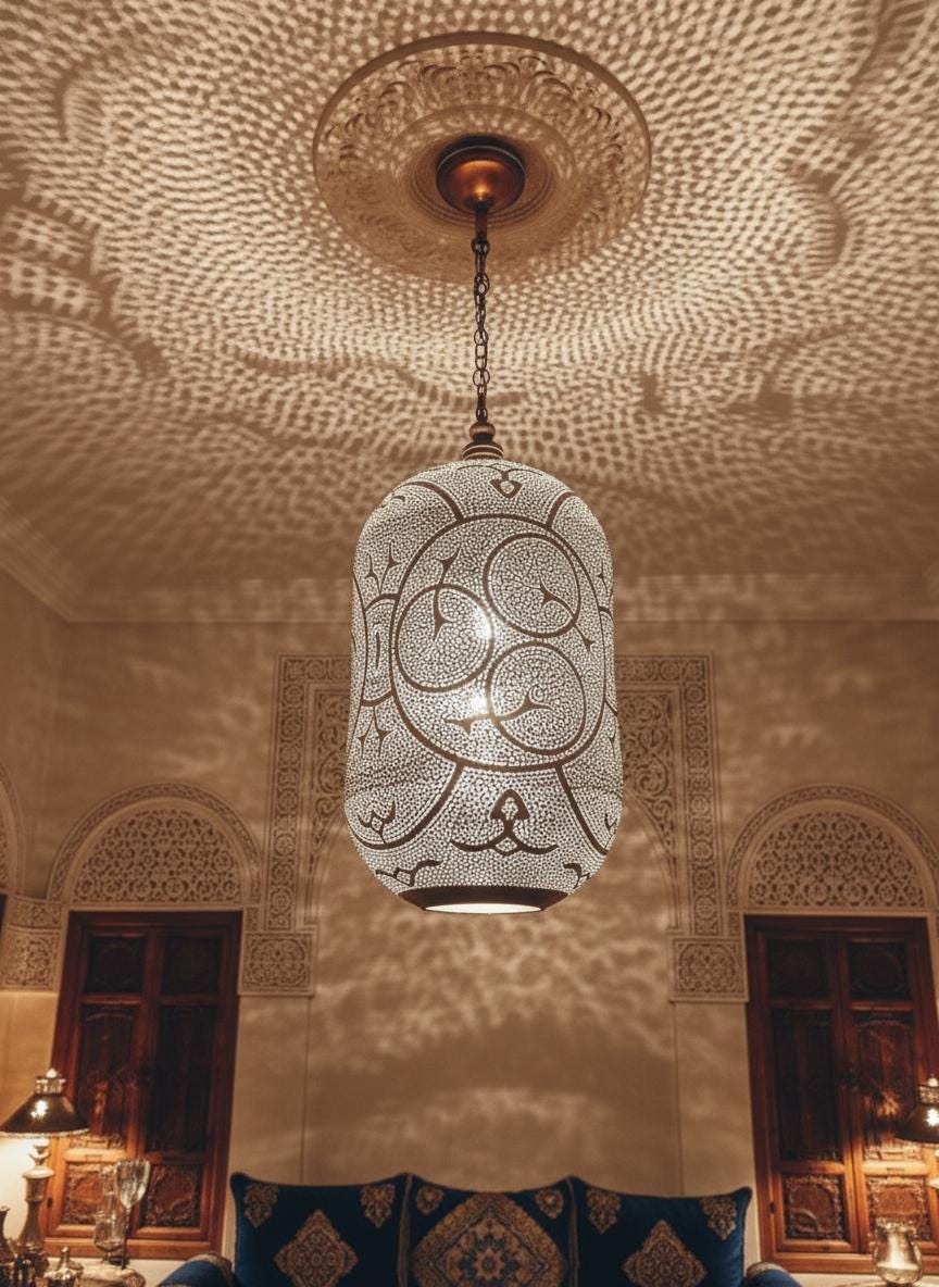 Handmade Moroccan Brass Pendant Light,Moroccan Metal Lamp , Boho Lighting ,Lampshades Lighting New Home Decor Lighting,Decorative Chandelier