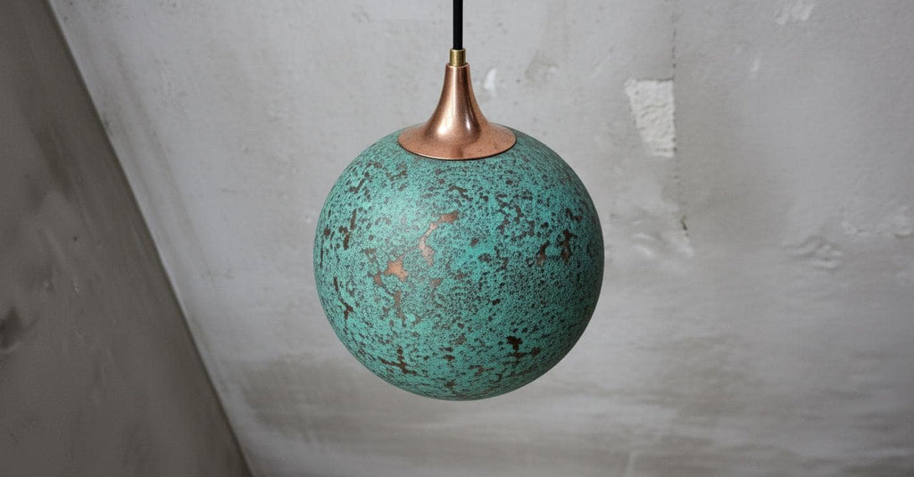 Oxidized Copper Pendant Lamp ,Dome Pendant Light,Green Patina Farmhouse Ceiling Fixture,Handmade Copper Pendant Light,Industrial Lighting