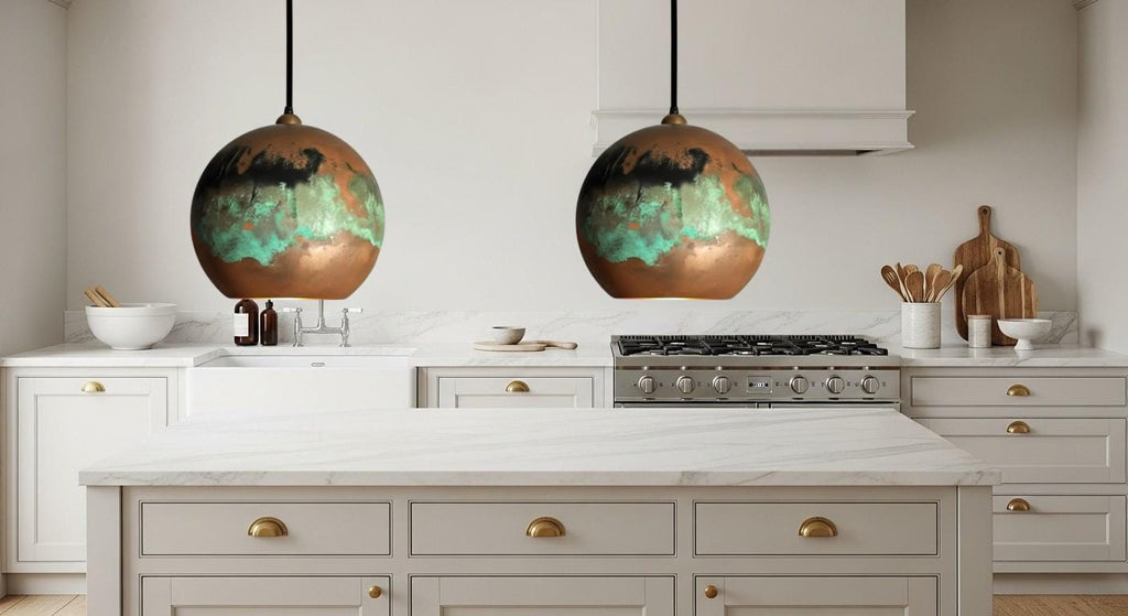 Oxidized Copper Dome Pendant Light ,Handmade Copper Pendant Light ,Industrial Hanging Lamp , Kitchen Island Lighting, Ceiling Light Fixture