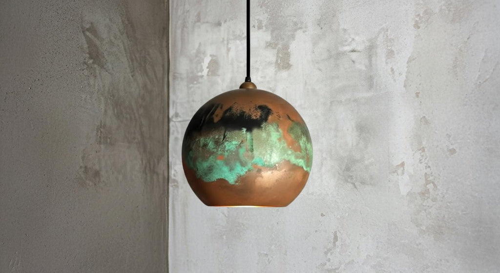 Oxidized Copper Dome Pendant Light ,Handmade Copper Pendant Light ,Industrial Hanging Lamp , Kitchen Island Lighting, Ceiling Light Fixture