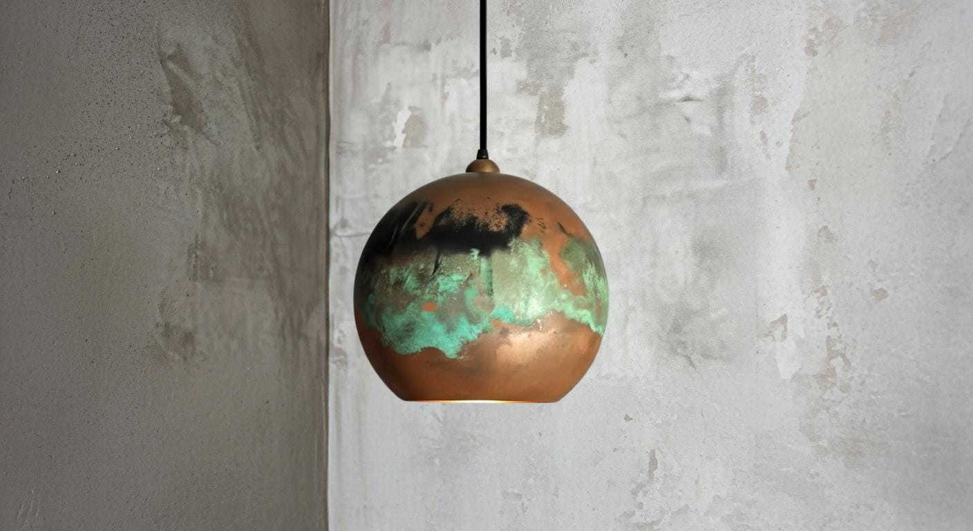 Oxidized Copper Dome Pendant Light ,Handmade Copper Pendant Light ,Industrial Hanging Lamp , Kitchen Island Lighting, Ceiling Light Fixture