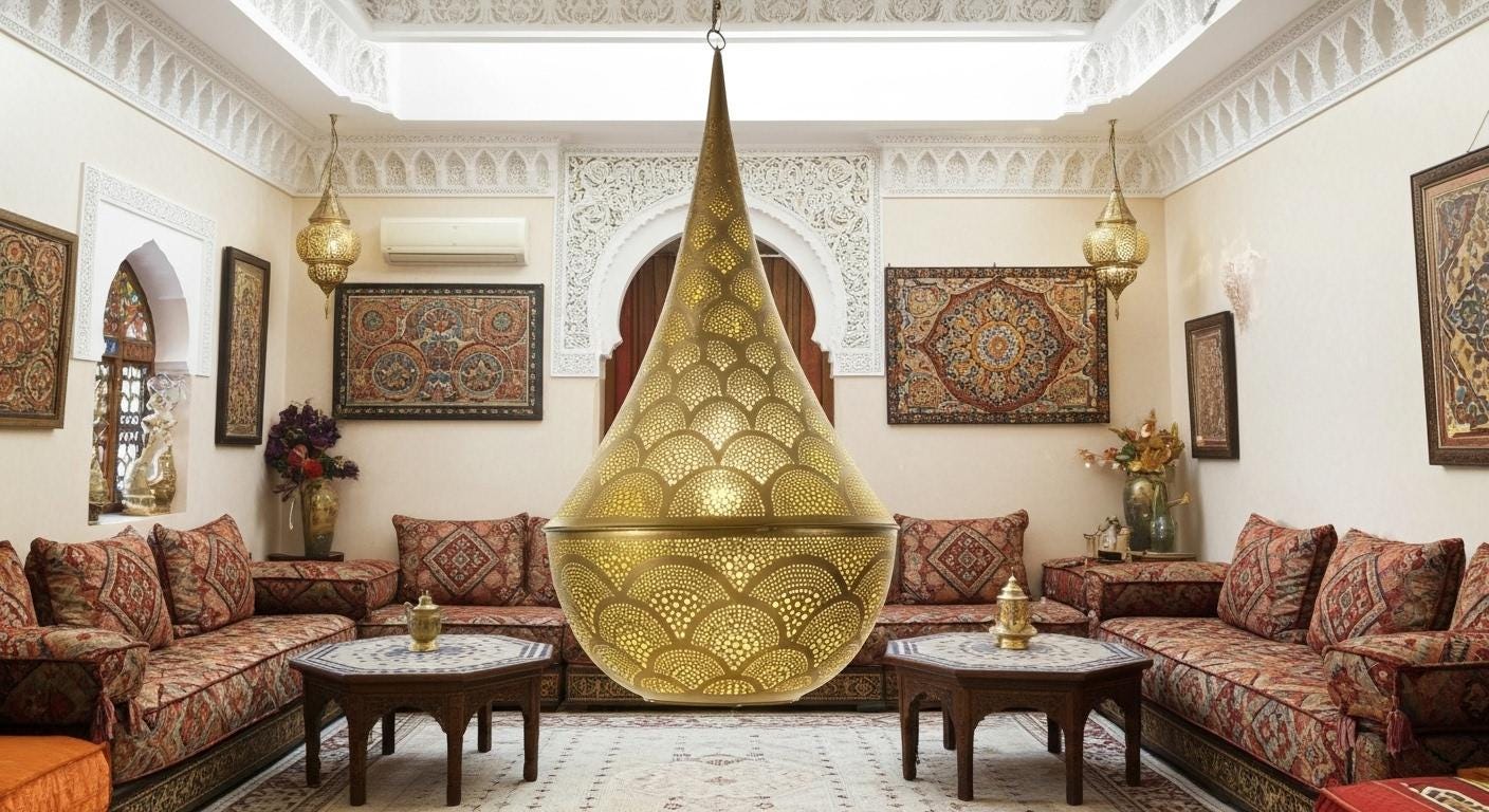 Handmade Moroccan Brass Pendant Light: Arabian Home Decor