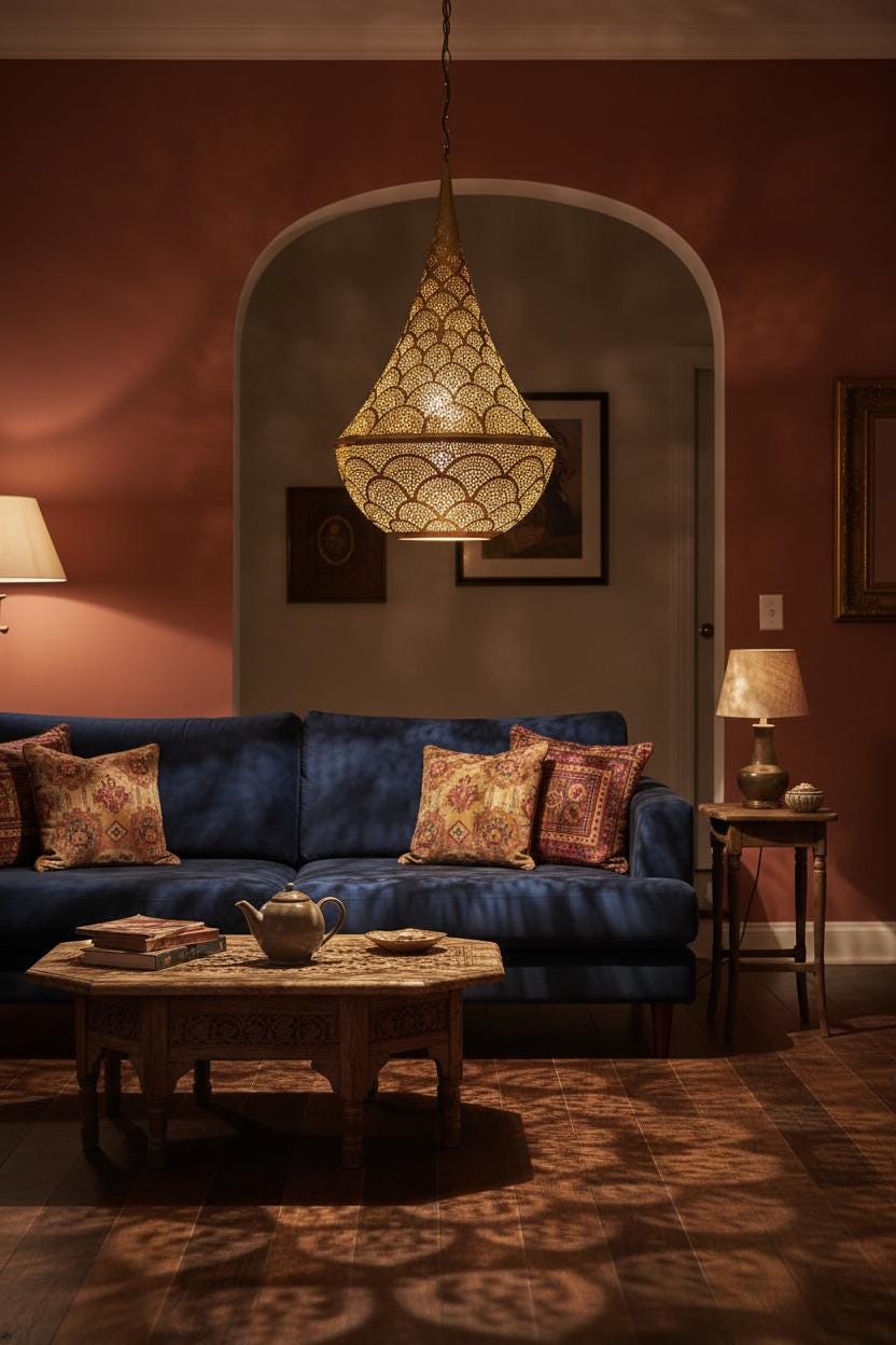 Handmade Moroccan Brass Pendant Light: Arabian Home Decor