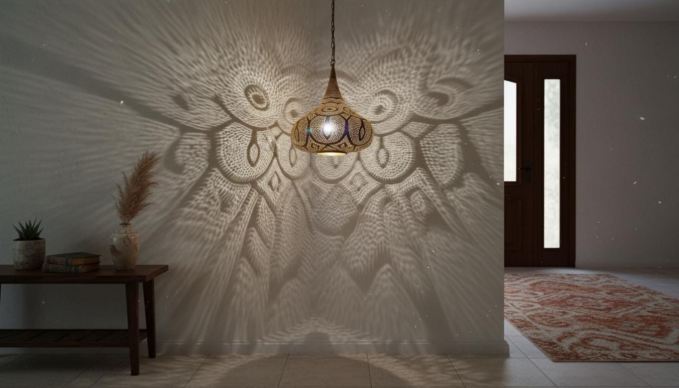 Moroccan Brass Pendant Light: Handmade Hanging Lamp