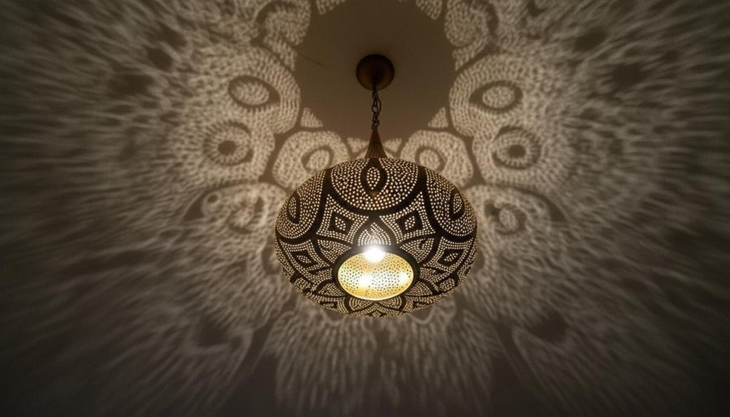 Moroccan Brass Pendant Light: Handmade Hanging Lamp