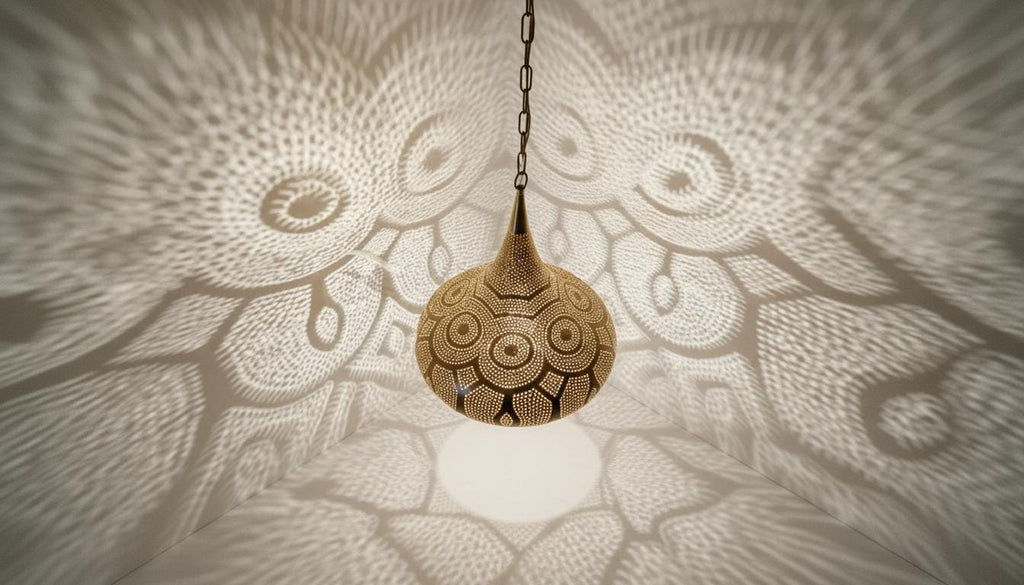 Moroccan Brass Pendant Light: Handmade Hanging Lamp