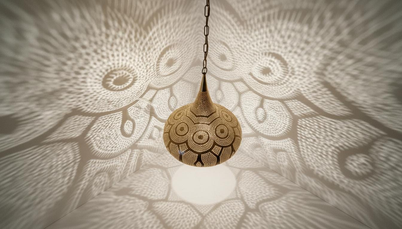 Moroccan Brass Pendant Light: Handmade Hanging Lamp