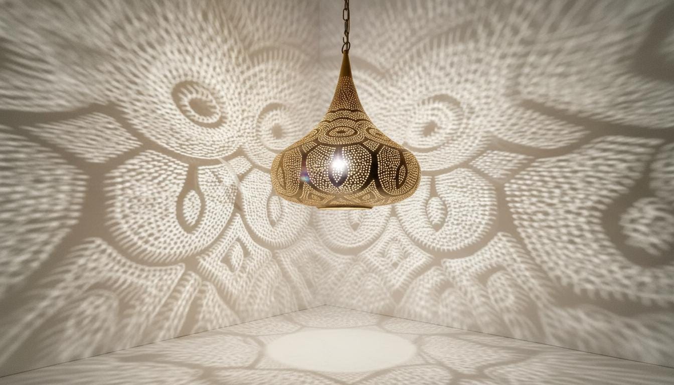 Moroccan Brass Pendant Light: Handmade Hanging Lamp