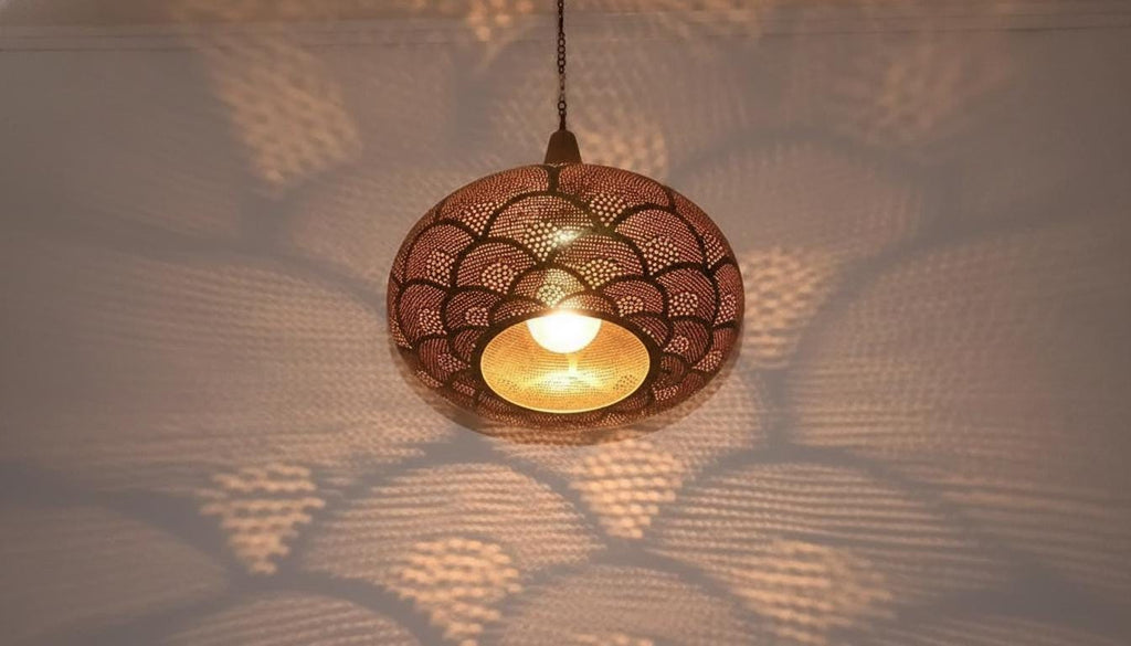 Handcrafted Moroccan Brass Pendant Light ,Pendant Lighting,Simple Moroccan Pendant Lamp ,Boho Chandelier Lighting,Pierced Teardrop Boho Lamp