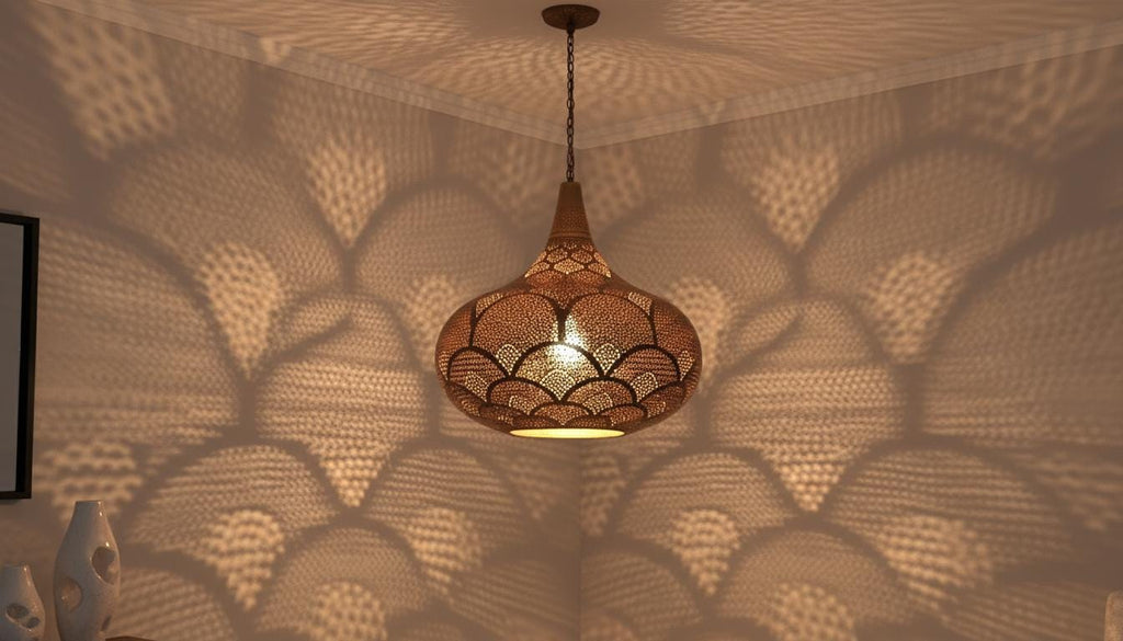Handcrafted Moroccan Brass Pendant Light ,Pendant Lighting,Simple Moroccan Pendant Lamp ,Boho Chandelier Lighting,Pierced Teardrop Boho Lamp
