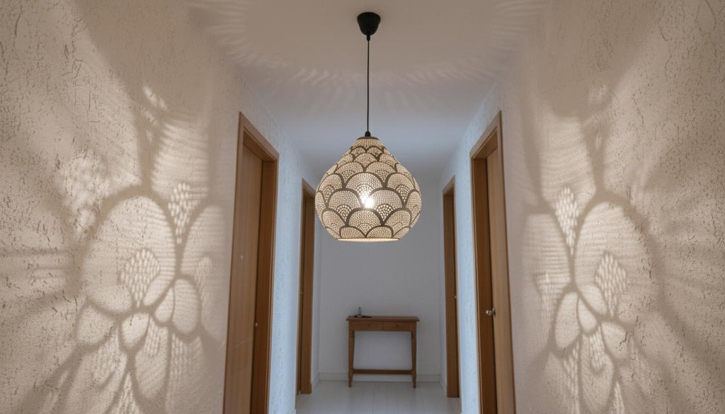 Moroccan Ceiling Fixture Light,Pendant Lighting,Simple Moroccan Pendant Lamp ,Boho Chandelier Lighting,Pierced Teardrop Boho Lamp