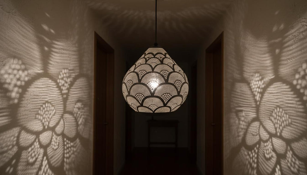 Moroccan Ceiling Fixture Light,Pendant Lighting,Simple Moroccan Pendant Lamp ,Boho Chandelier Lighting,Pierced Teardrop Boho Lamp
