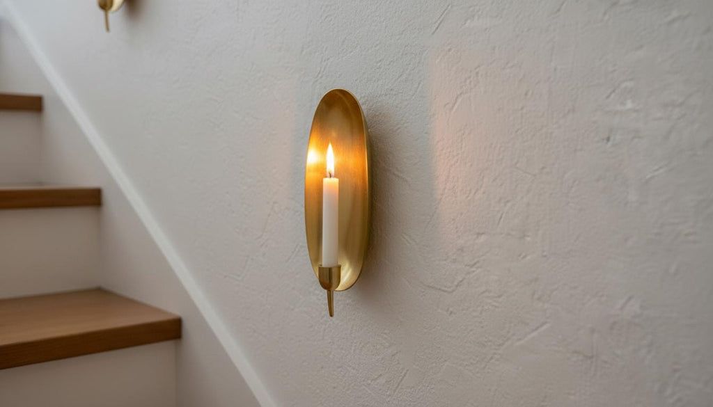 Handmade Moroccan Brass Wall Sconce: Gold Leaf Accent, Boho Lighting