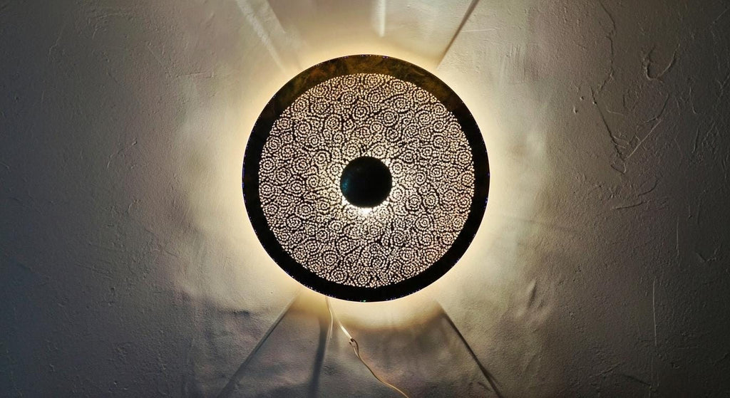 Moroccan Wall Brass Pendant Light – Handmade Moroccan Brass Wall Sconce – Vintage Shadow Wall Decor Morocco Brass lantern