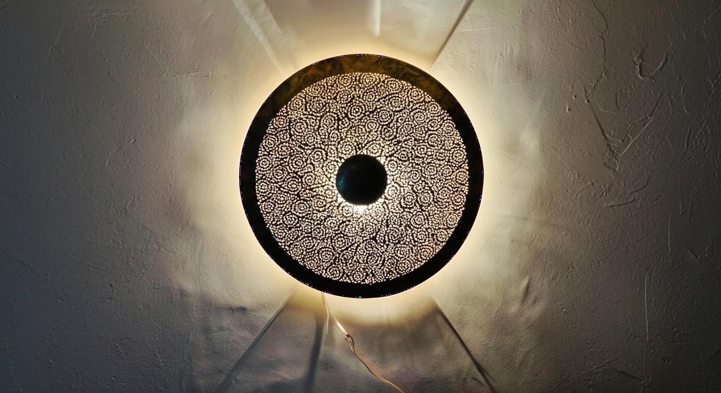 Moroccan Wall Brass Pendant Light – Handmade Moroccan Brass Wall Sconce – Vintage Shadow Wall Decor Morocco Brass lantern