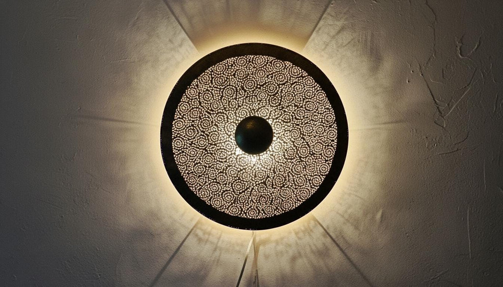 Moroccan Wall Brass Pendant Light – Handmade Moroccan Brass Wall Sconce – Vintage Shadow Wall Decor Morocco Brass lantern