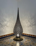 Handmade Brass Moroccan Floor Lamp –Brass Pierced Light – Elegant Teardrop Shape – Handmade Moroccan Lighting – Boho Decor Light Fixture