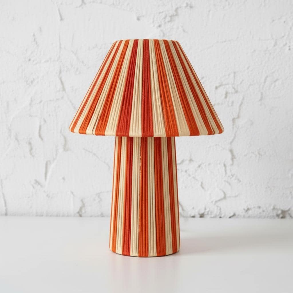 Handwoven Moroccan Raffia Table Lamp - Natural Woven Lighting  - lamp raffia Natural raffia lamp, raffia lampshade,
