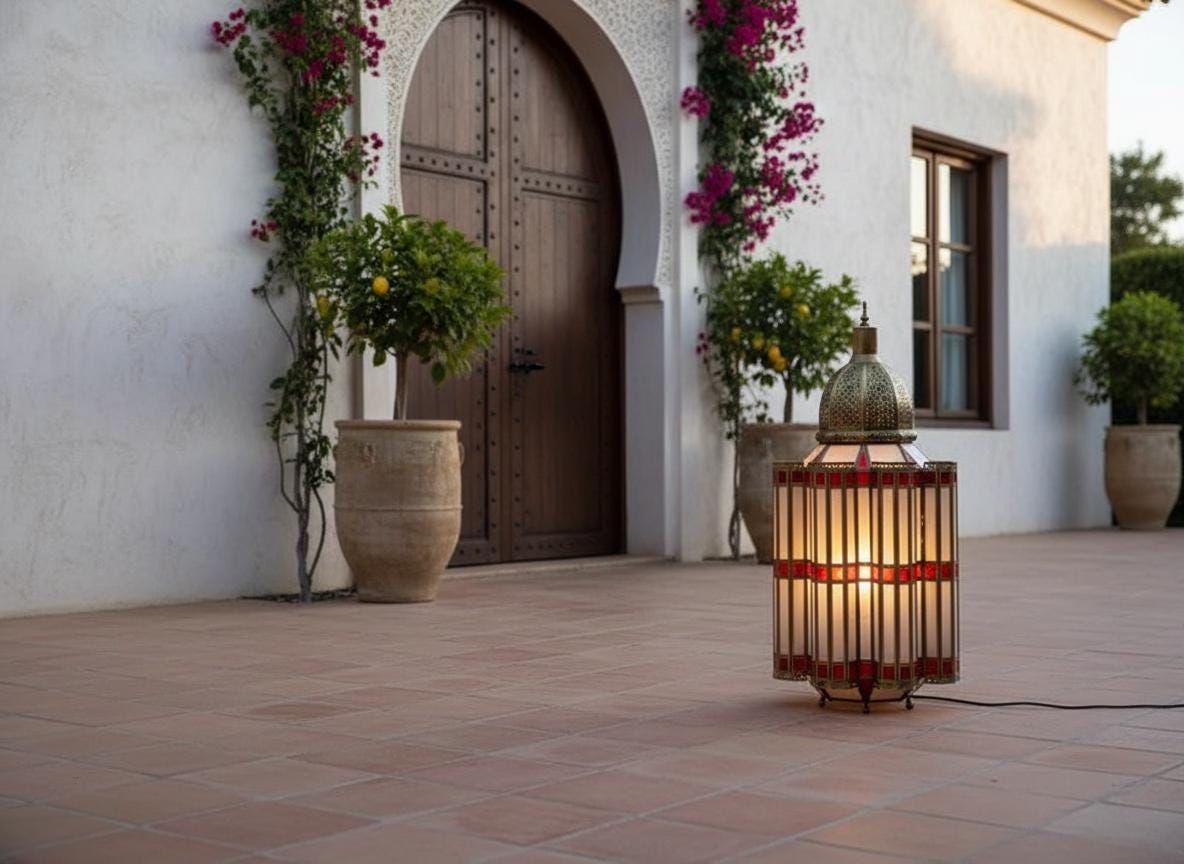 Handmade Moroccan Glass Floor Lamp – Glass Pendant Light – Elegant Tall Light for Living Room or Bedroom Decor Handmade Moroccan Design