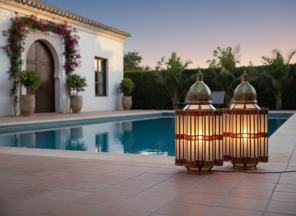 Handmade Moroccan Glass Floor Lamp – Glass Pendant Light – Elegant Tall Light for Living Room or Bedroom Decor Handmade Moroccan Design