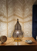 Handmade Moroccan Brass Table Lamp: Art Deco Night Light