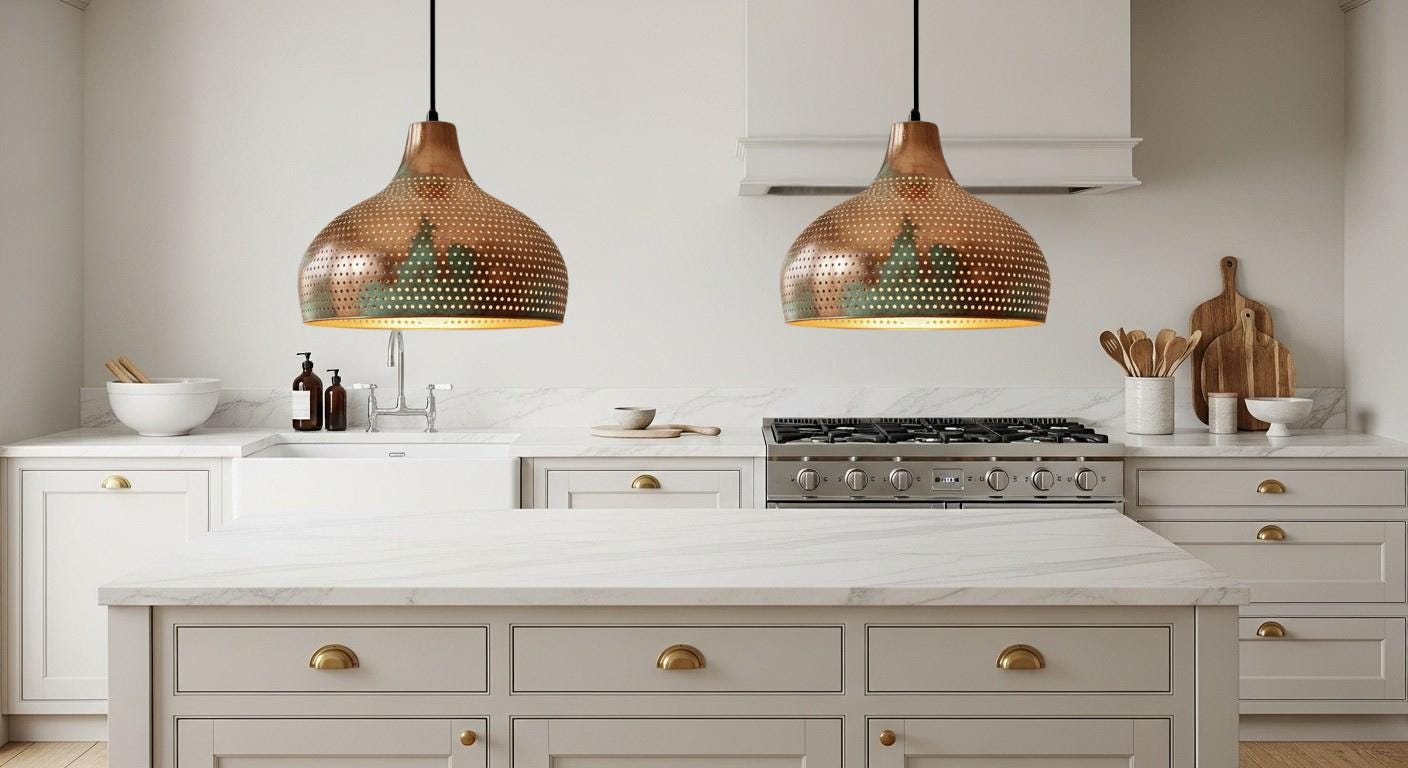 Oxidized Dome Ceiling Fixture , Perforated Moroccan Hanging Lamp ,Moroccan Verdigris Copper Pendant Light ,Farmhouse Pendant Lights