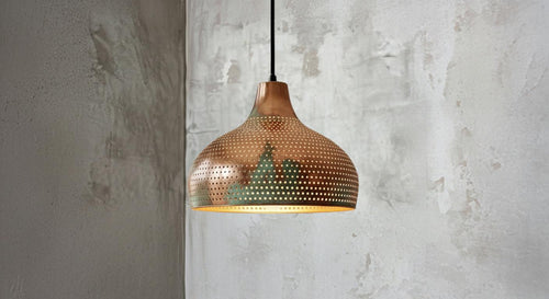 Oxidized Dome Ceiling Fixture , Perforated Moroccan Hanging Lamp ,Moroccan Verdigris Copper Pendant Light ,Farmhouse Pendant Lights