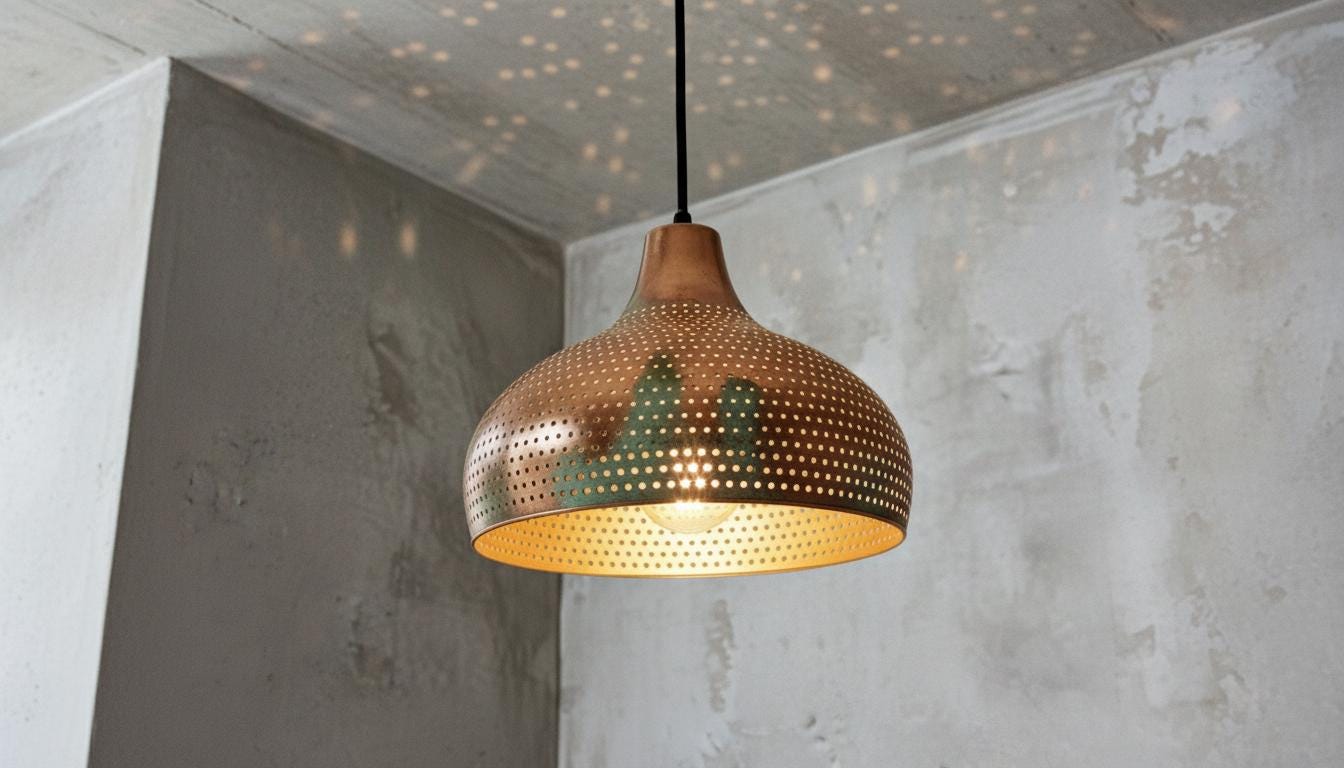 Oxidized Dome Ceiling Fixture , Perforated Moroccan Hanging Lamp ,Moroccan Verdigris Copper Pendant Light ,Farmhouse Pendant Lights