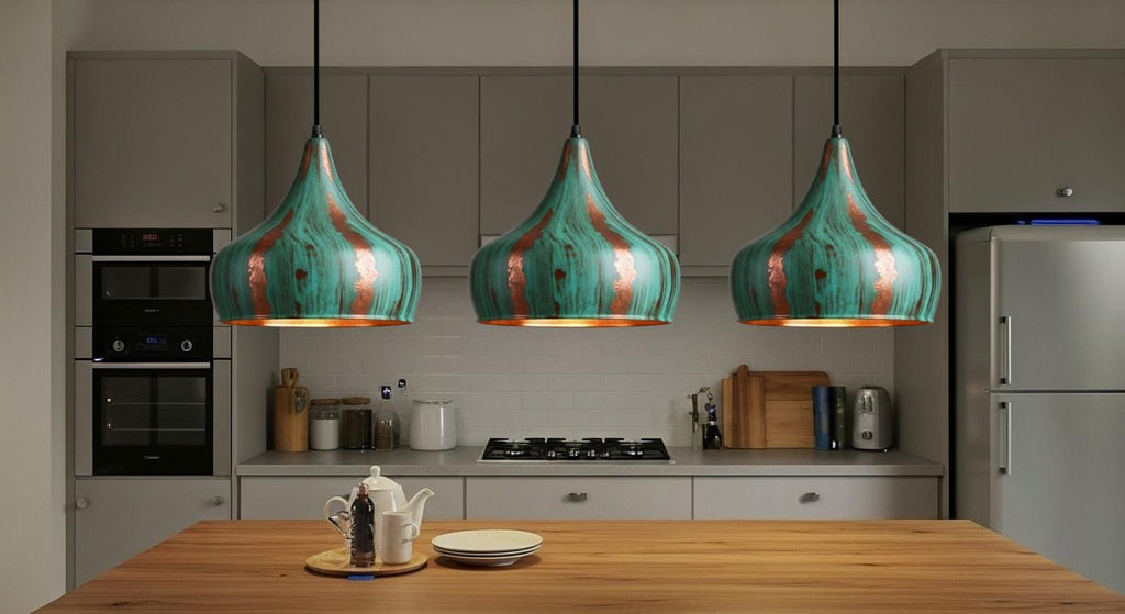 Oxidized pendant Copper Patina Light , Green Patina Dome Lamp , Hanging Pendant Lighting, Kitchen Island Lighting ,Ceiling Light Fixture
