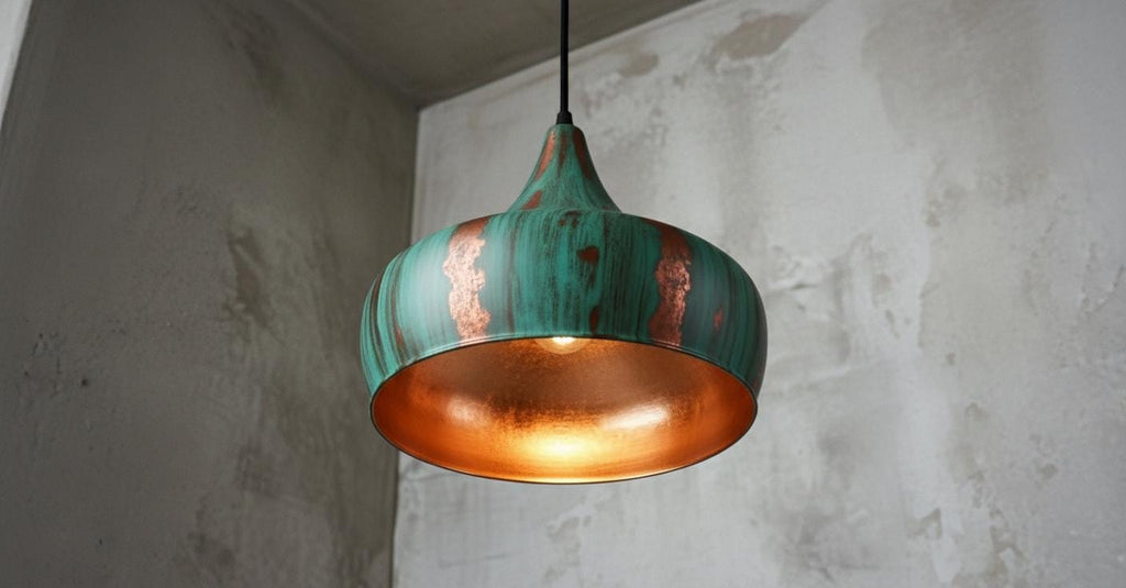 Oxidized pendant Copper Patina Light , Green Patina Dome Lamp , Hanging Pendant Lighting, Kitchen Island Lighting ,Ceiling Light Fixture