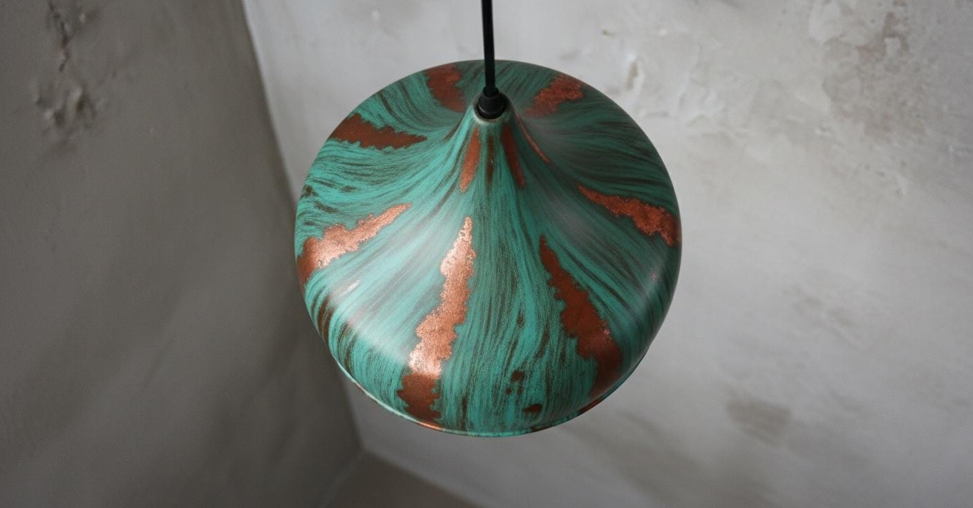 Oxidized pendant Copper Patina Light , Green Patina Dome Lamp , Hanging Pendant Lighting, Kitchen Island Lighting ,Ceiling Light Fixture