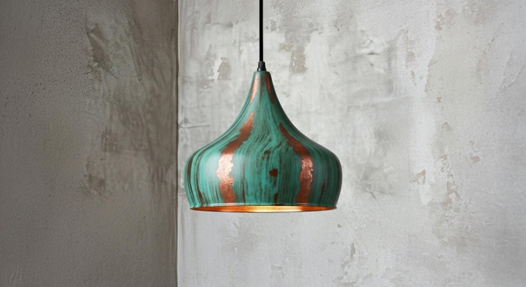 Oxidized pendant Copper Patina Light , Green Patina Dome Lamp , Hanging Pendant Lighting, Kitchen Island Lighting ,Ceiling Light Fixture